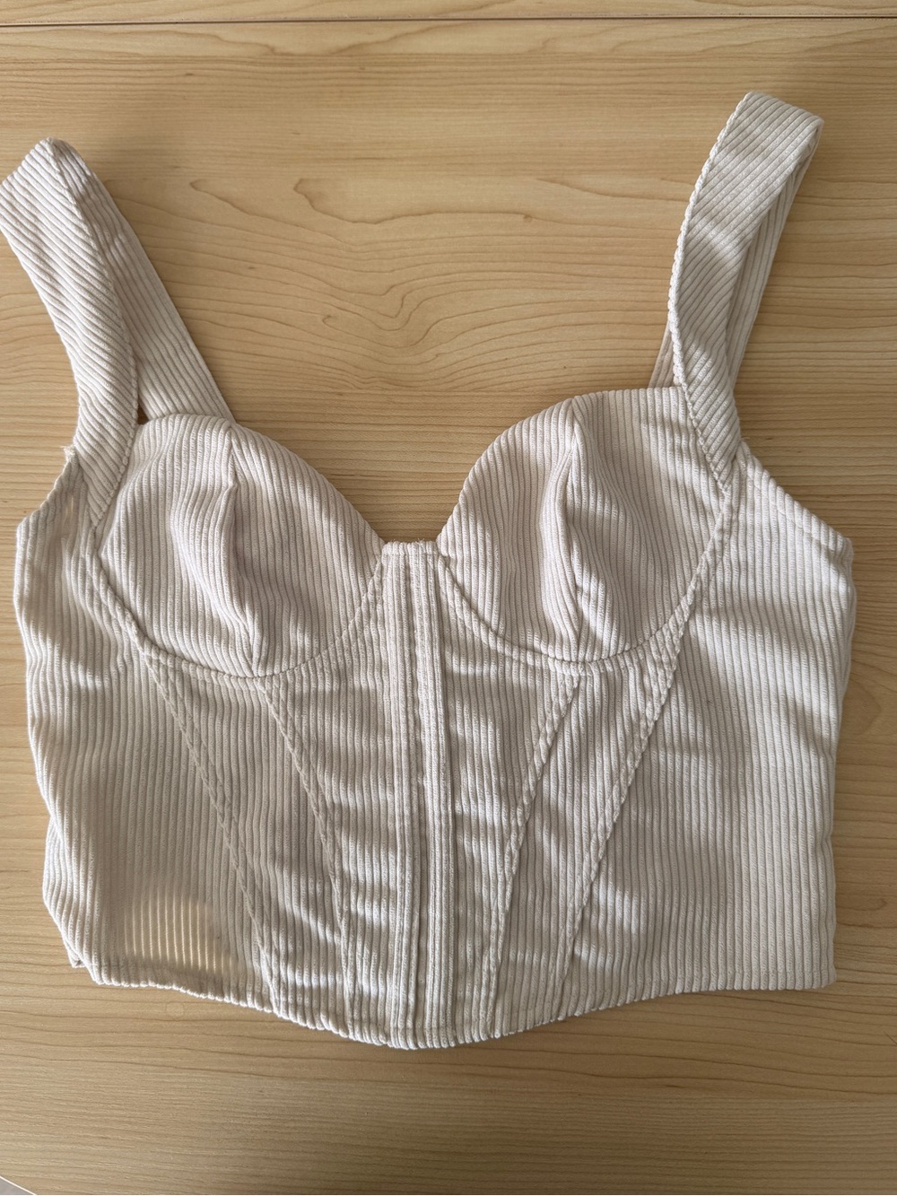 Cream Ribbed Corset Tank Top - Picture 7 of 7